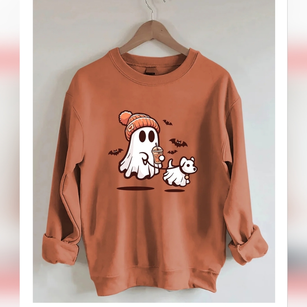 Ghost walking a dog sweatshirt